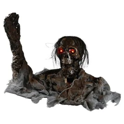Zombie Dekorationsfigur Med LED Grå
